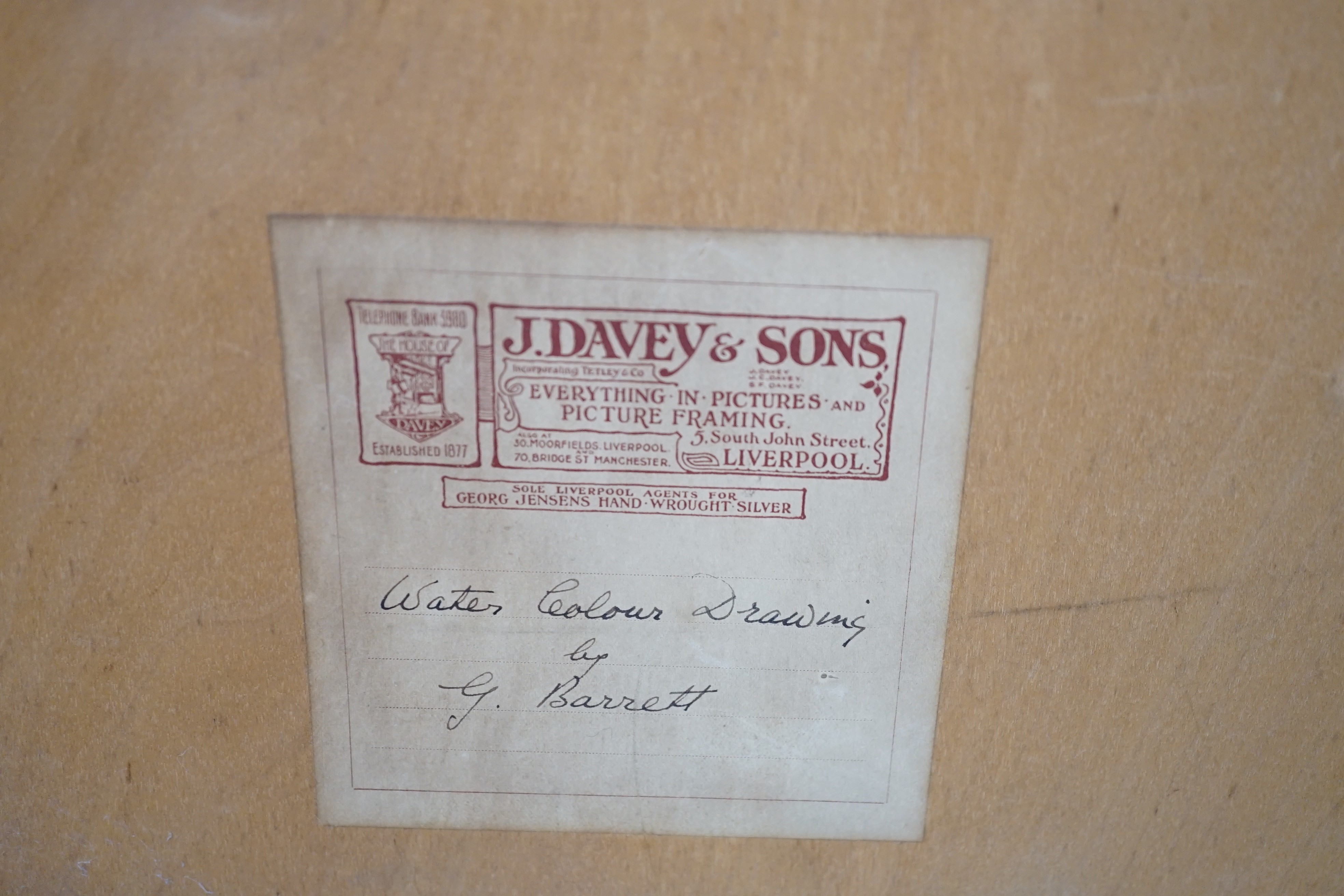 Attributed to George Barrett (1767-1842), watercolour, Sheep in woodland, J. Davey & Sons label verso, 31 x 42cm